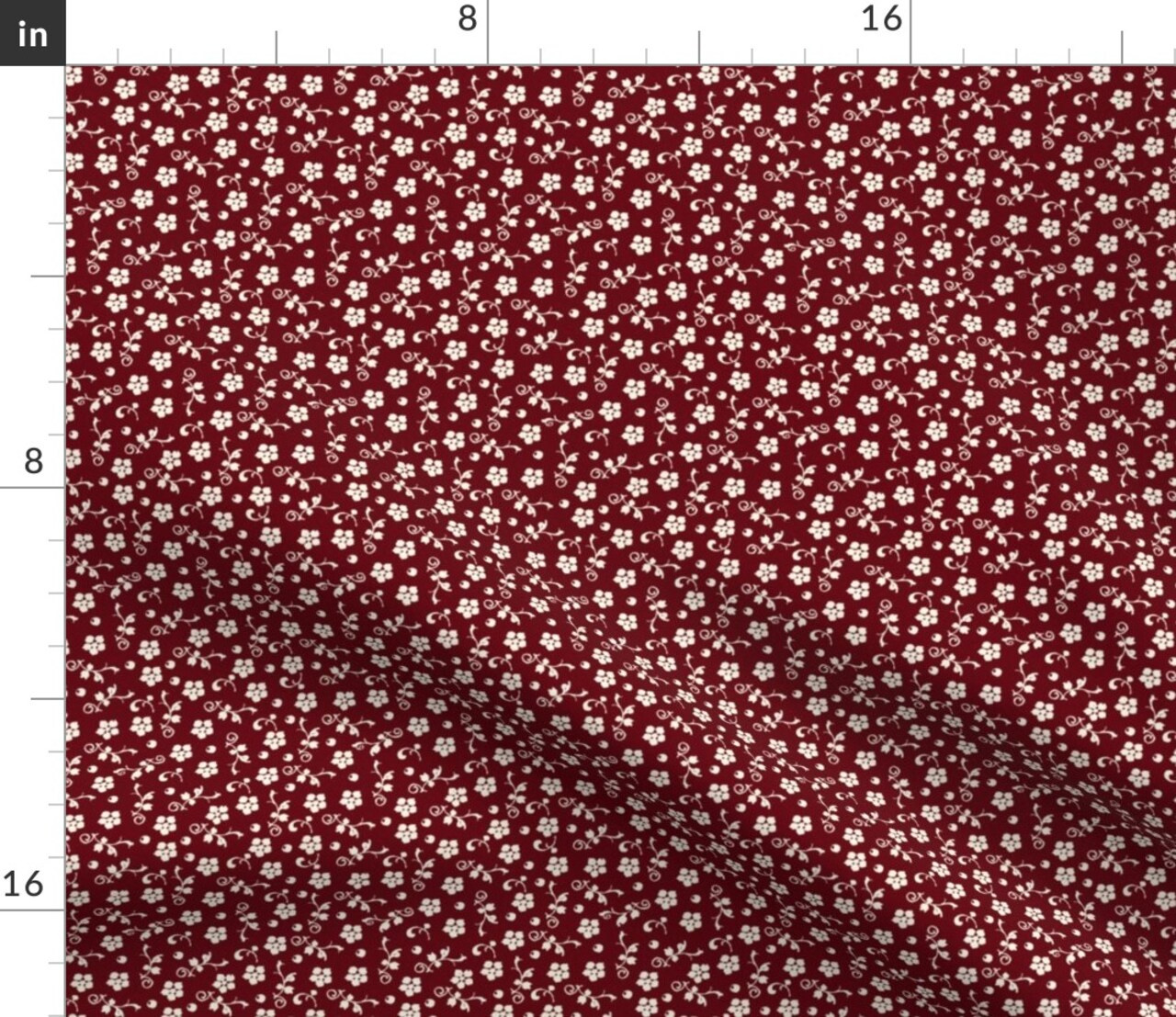 Christmas Floral Vintage Rustic Coordinates Christmas Flowers Autumn Winter Floral Berries Red Burgundy Ditsy Dollhouse Flowers Rustic Country Custom Printed Fabric by Spoonflower Various Fabrics by the Yard or Fat Quarter